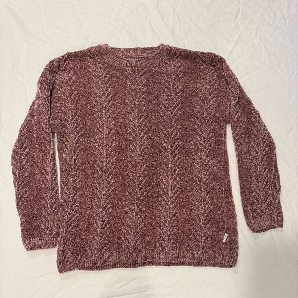 Orvis Women’s Chenille Sweater Medium Brown Textured Knit Crewneck Pullover